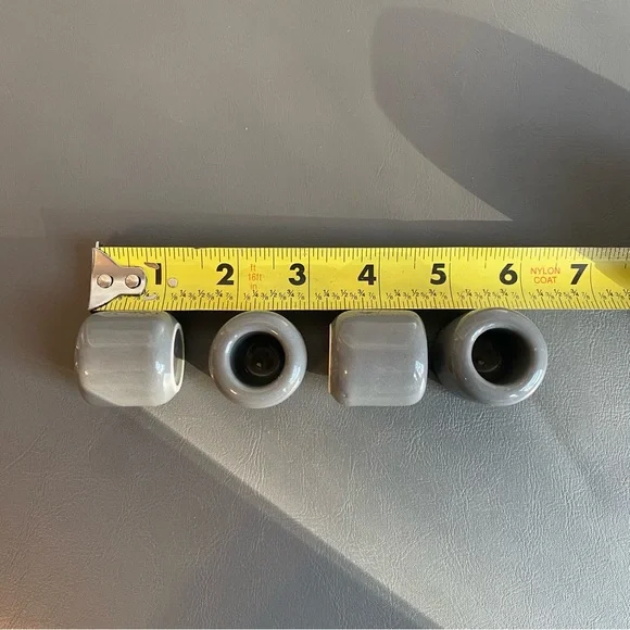 Set Of 4 Mini Ceramic Gray Toothbrush Holders Minimalist Bathroom Organizers - Picture 3 of 5